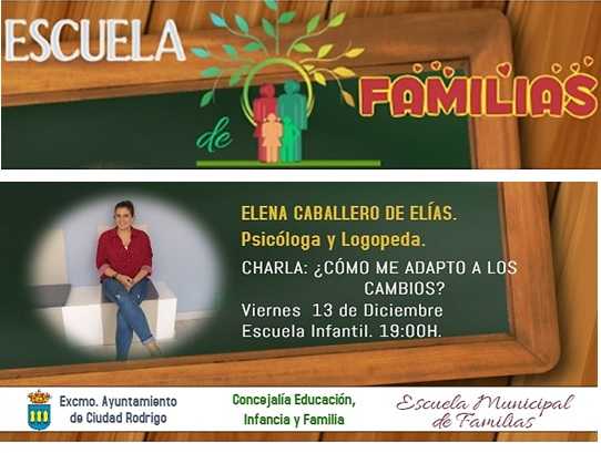 Escuela Municipal de Familias. Charla sobre cómo se adaptar los niños a los cambios.