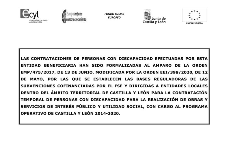 Anuncio. Contrataciones personas con discapacidad por este Ayuntamiento