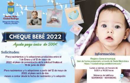 Bases Reguladoras y Convocatoria de Ayudas de pago único por nacimiento y/o adopción de hijo/a, Cheque Bebé. Año 2022