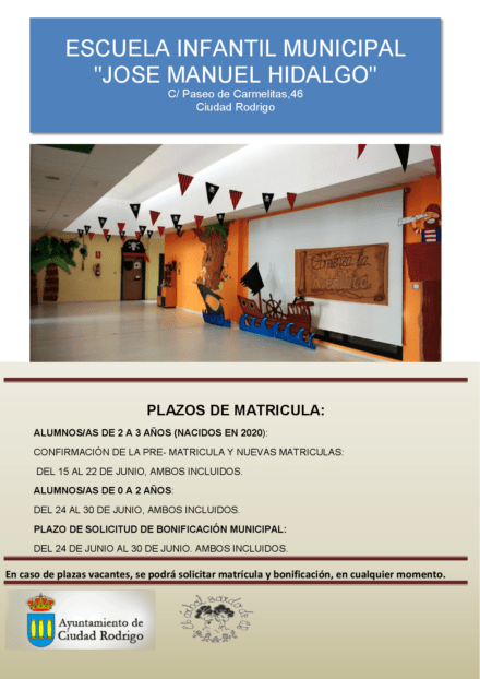 Matriculación Escuela Infantil.