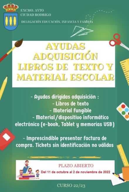 Subvenciones para la adquisición de libros y material escolar. Curso 2022-2023