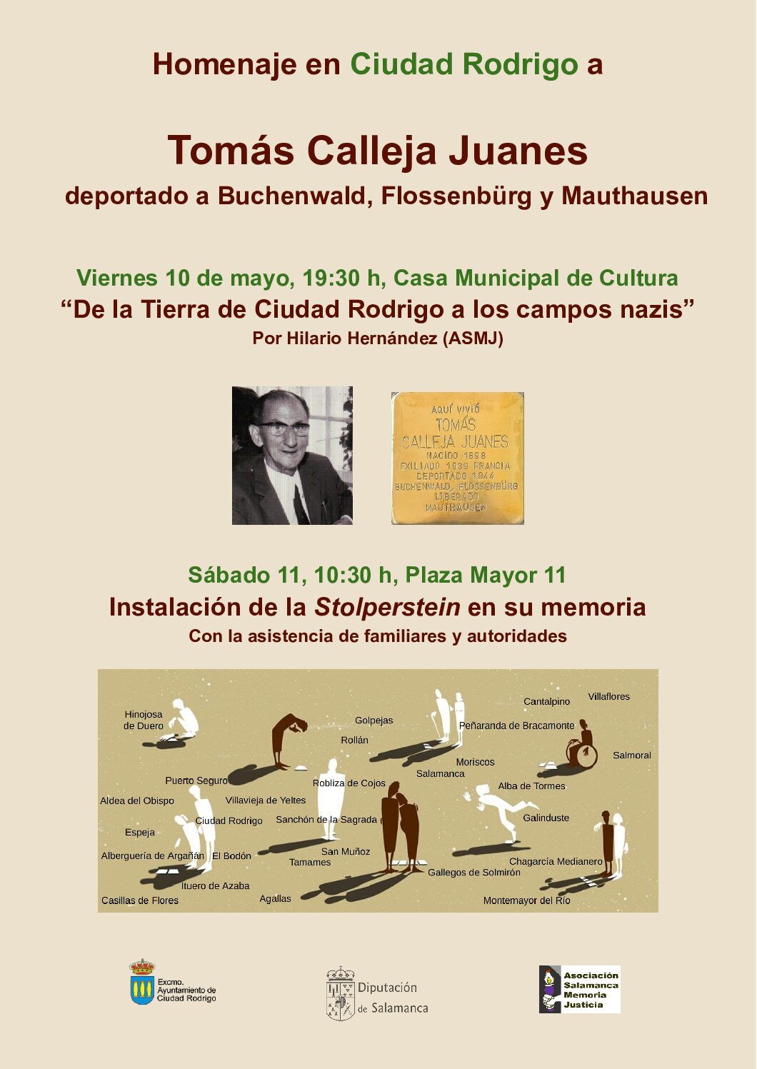 Instalación de la Stolperstein en homenaje a  Tomás Calleja Juanes