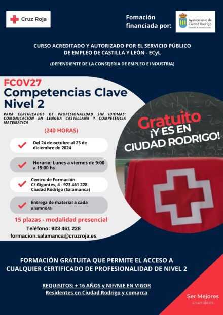 Nuevo curso de Cruz Roja en Ciudad Rodrigo para personas sin titulación que buscan acceder a un empleo