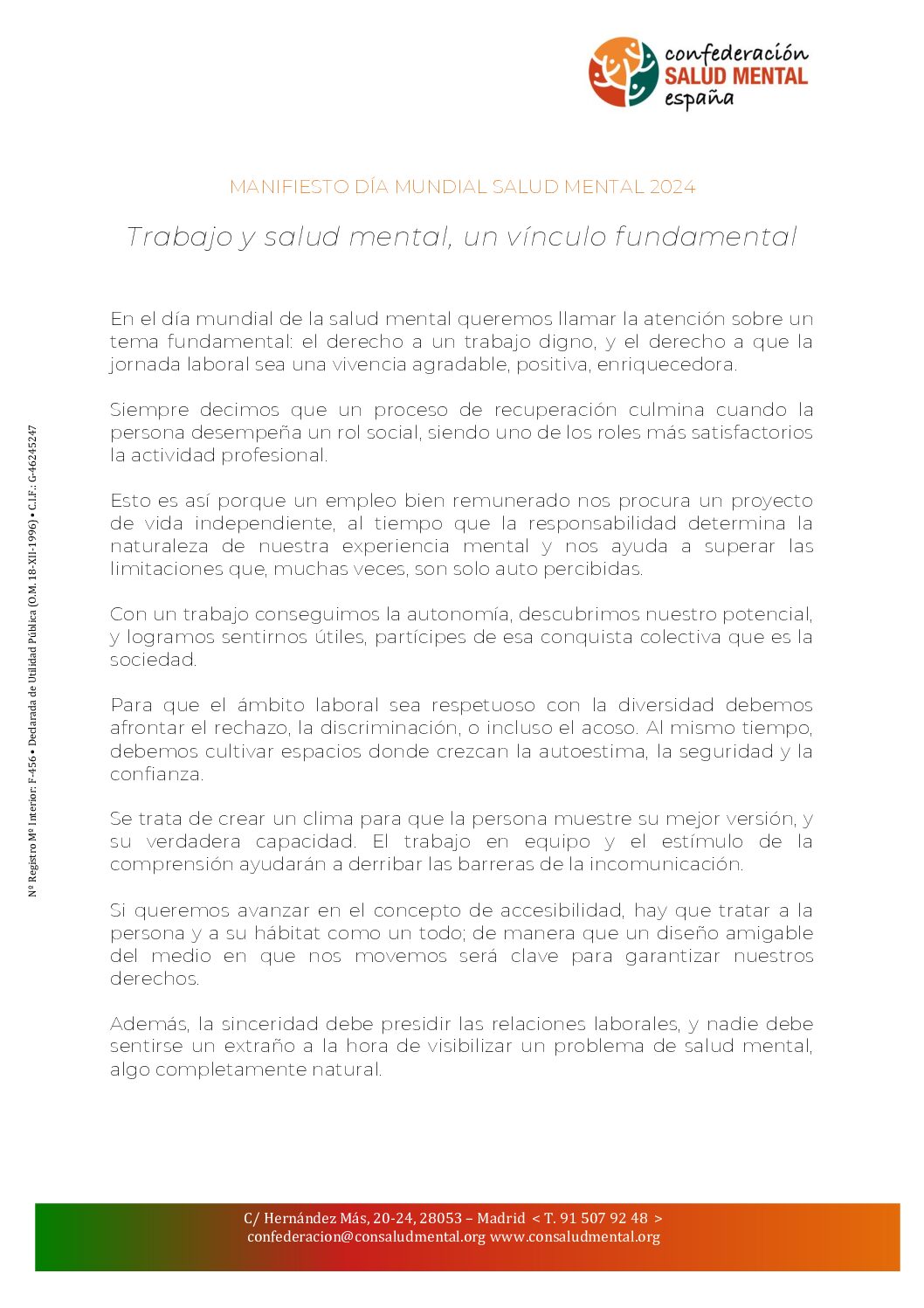 Manifiesto por el Día de la Salud Mental